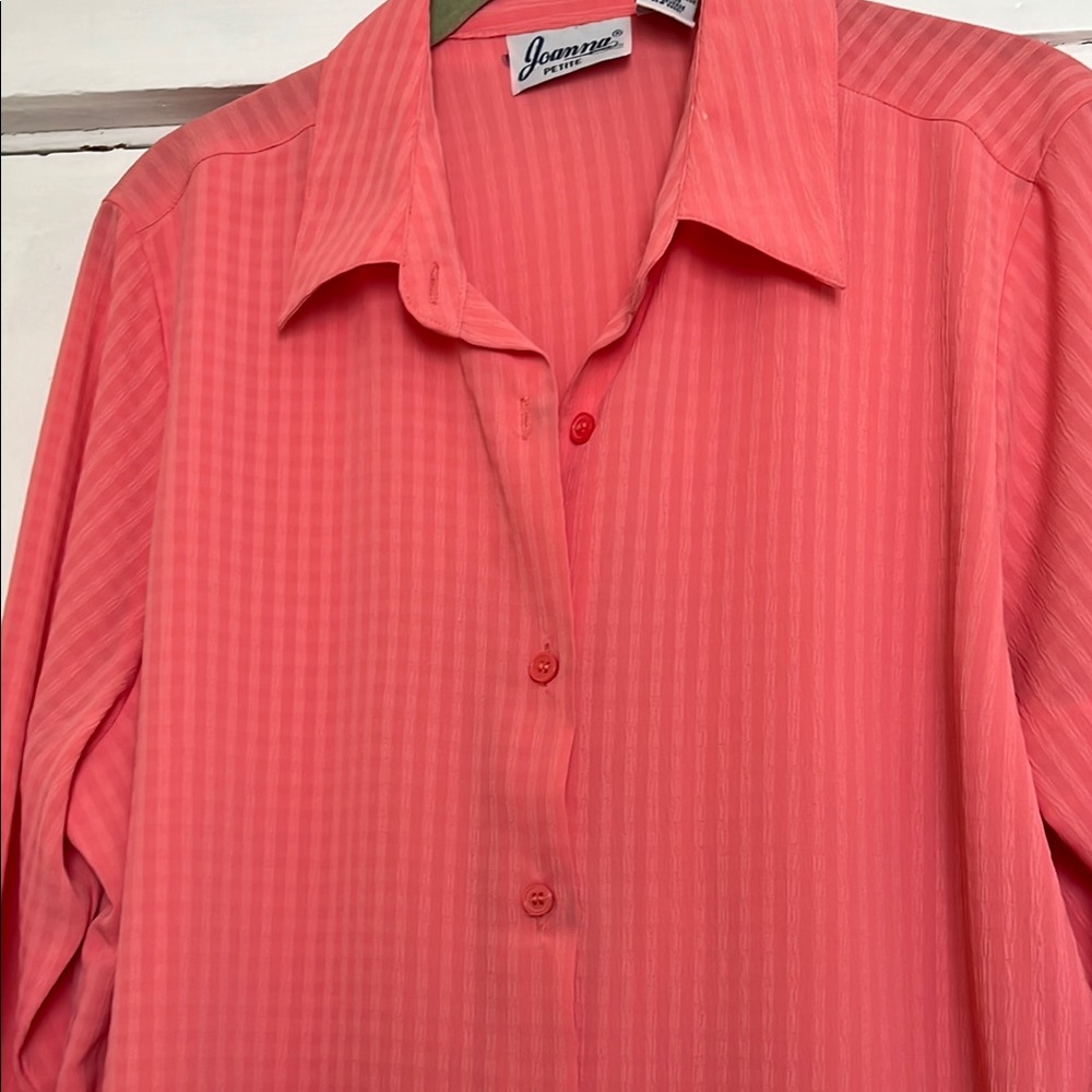 Joanna Coral Button-Up Blouse with Built-In Camisole